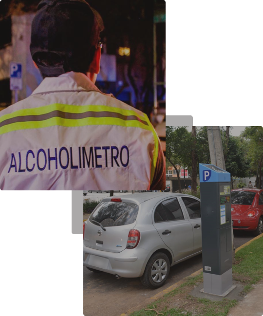 Colección de fotografías de alcoholímetro y parquímetro